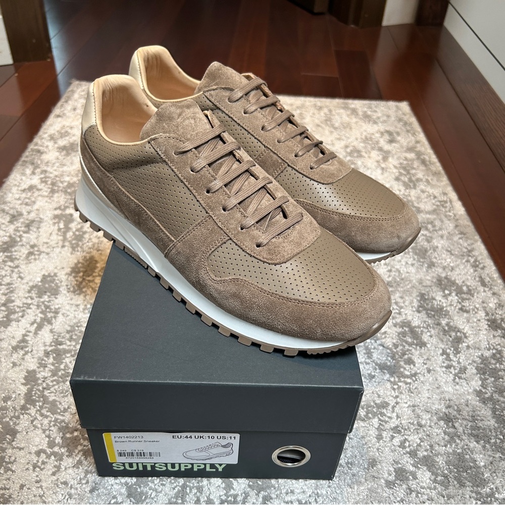 Men's Suede & Leather Casual Sneakers in Taupe